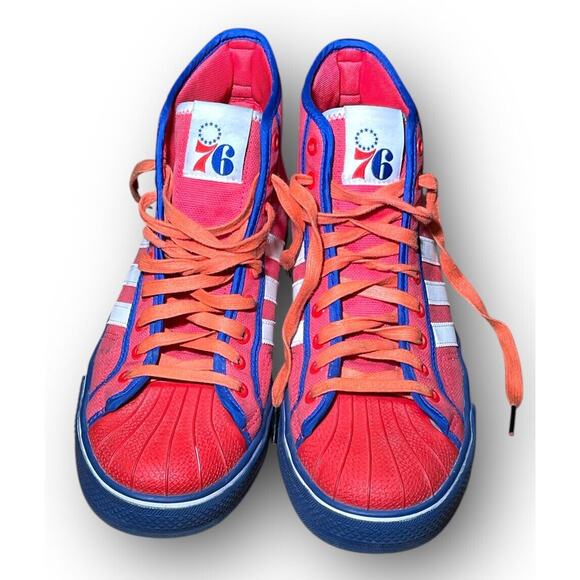 Rare Vintage Adidas‎ Hightop Philadelphia 76ers Red Men’s 10.5 Read Description main image 13